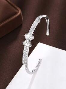 1pc Minimalist Fashion Zirconia Inlaid Bangle - S61870 - View 2