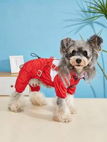 FDOG 1件胸背带可拆卸灰色狗狗雨衣 - 灰色 - 查看 1