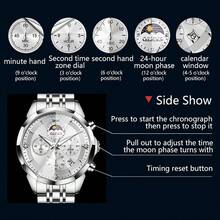 OLEVS. OLEVS Watches For Men Business Dress Luxury Casual Chronograph Multifunction Analog Quartz Stainless Steel Waterproof Luminous Moon Phase Date Men Wrist Watches Reloj Para Hombre - 白色 - 查看 5