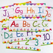 Lachilly 12 件字母和数字线条套装、教室装饰墙贴、儿童教育学习图表、儿童英文字母和数字学习海报、家庭学校教室英文字母和数字学习用品 - 彩色 - 查看 10