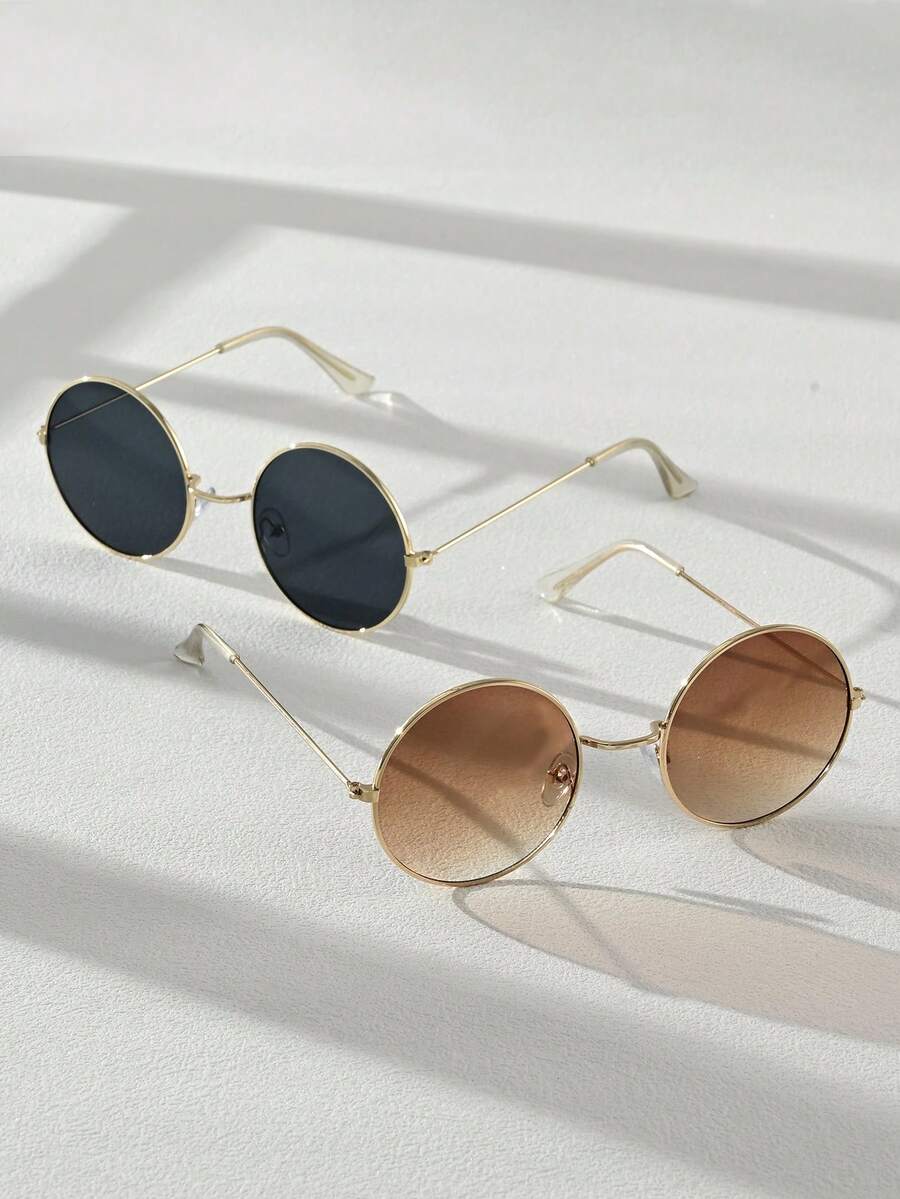 1/2 زوج من النظارات المعدنية الأنيقة للمراهقين، مناسبة لأعمار 14-16 سنة للبنين والبنات، نظارات فاشن زخرفية يومية للعطلات والسفر والحفلات والتصوير