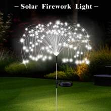 Luzes de Fogos de Artifício Solares para Jardim, Luzes Decorativas Solares LED para Uso Externo, 60/90/120/150/200 LEDs, IP65, Ideal para Passarelas e Decoração Festiva de Quintal para o Natal, Iluminação de Passarelas Luzes de Fogos de Artifício Solares, Luzes Solares, Luzes de Jardim para Exteriores