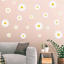White Daisy Flower Wall Stickers Background Wall Decorative Decal Home Bedroom Wall Decor PVC Daisy Sticker - Multicolor - View 9