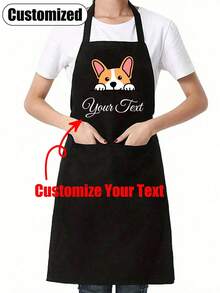 1pc Customized Cooking Apron With Personalized Text And Photo Printing, Ideal Gift For Anniversary, Chefs, Mothers, Fathers, Husbands, Wives, Girlfriends, Boyfriends, Weddings (Men/Women) - Multicolor - View 2