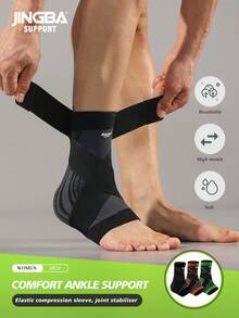 JINGBA SUPPORT 1 件透气压缩踝套，带可调节绑带 - 男女通用，适合篮球、羽毛球和健身房训练，适合男女脚踝健身房配件