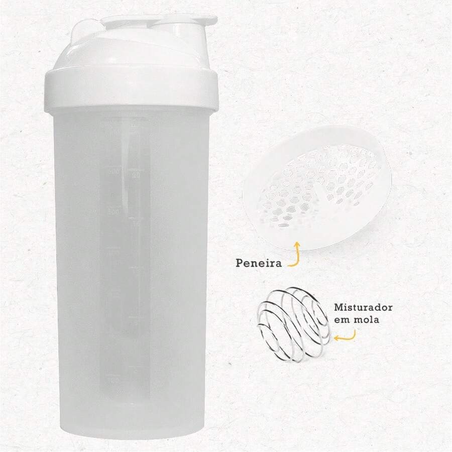 Shaker 700 Ml Whey + Spring + Strainer - Academia Treino - White - View 1