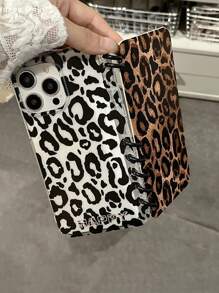 Cheetah,Leopard Print 1pc Leopard Flap Laptop Style Phone Case, Compatible With Apple11/12/13/14/15/15 Plus/15 Pro/15 Pro Max/16 Plus/16 Pro/16 Pro/16 Pro Max