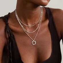 Layered Necklace - Stylish Round Pendant Design Parties, Vacations, And Giving - Vàng - Xem 4