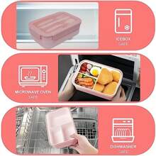 1 pezzo Lunch Box rosa con posate (aggiornamento rimovibile), Bento Box da 1400ml per bambini e adulti con 3 scomparti, Lunch Box adatto al microonde per lavoro, picnic, ufficio, conservazione degli alimenti, campeggio, ritorno a scuola, regalo di Natale