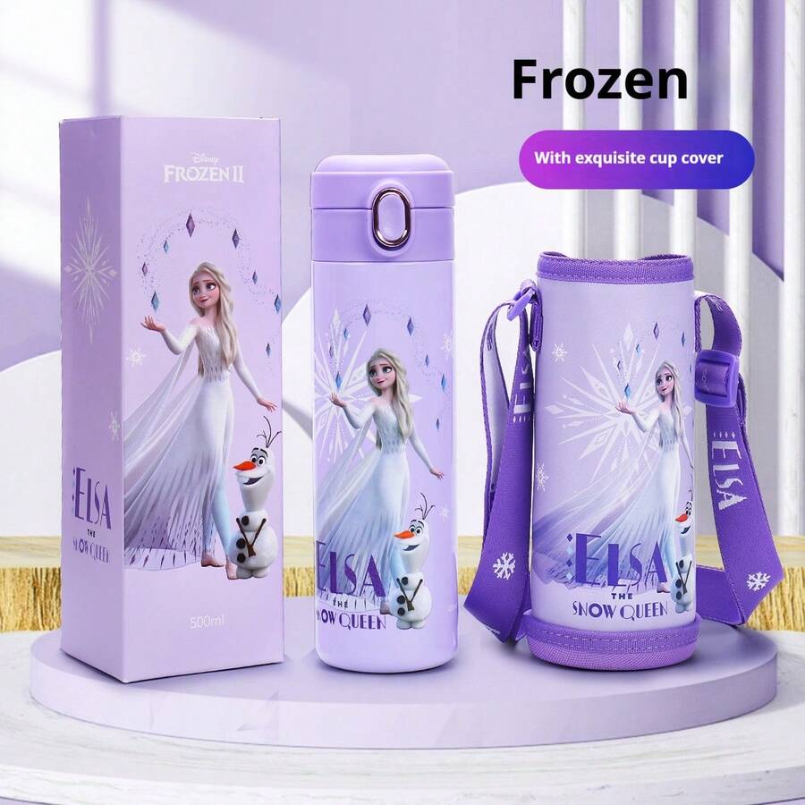 Disney Officially Licensed Cartoon Cute Purple Elsa Princess Stainless Steel Insulated Tumbler, Direct Sip Cup For Home&Outing Perfect Birthday/Christmas Gift - Multicolor - View 1