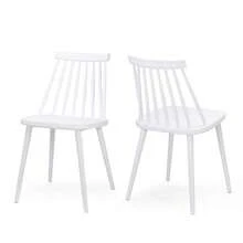Farmhouse Spindle Back Dining Chairs, Set Of 2, Black - White - View 2