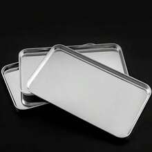 1pc/3pcs New Stainless Steel Tray, Stainless Steel Baking Tray, Afternoon Tea Tray, Snack Burger Cocktail Cake Tray, Easy To Clean, Oven - Silver - View 2