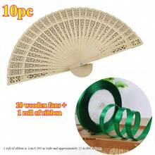 1-30pcs Elegant Folding Wooden Fans, Bohemian Style Hand Fans, Hollow Carved, Portable Lightweight Wooden Fans, Suitable As Photography Props, Graduation Gifts For Women, Home Decor, Use In Summer, Beach Or Travel To Enjoy Cool Breeze, Personalized Carved Wooden Wedding Fans
