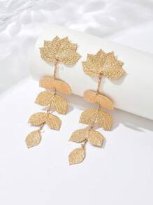 1 paire de nouvelles boucles d'oreilles pendantes à feuille mode avec gland, élégantes et polyvalentes, convient pour le printemps/été