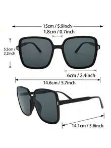 6pcs Women Multicolor Square Plastic Oversized Frame Tinted Lens Perfect Personalized Lovely Lively Fashion Eyeglasses Combination For Travel, Beach Party, Street Snap, Weekend Outfit, Festival Outfits Women Accessories - 彩色 - 查看 10