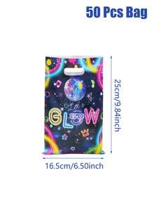 10/25/50个装夜光主题礼品袋，迪斯科球图案发光礼品包装袋，塑料袋，迪斯科主题派对装饰，80/90年代复古主题派对用品，音乐节礼品包装袋，购物礼品袋，生日派对装饰，节日庆典霓虹礼品袋，厨房包装用品，生日礼物，派对小礼品 - 螢光 - 查看 11