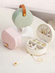 1pc Portable Jewelry Organizer,Case Small Jewelry Boxes,Creative Portable Jewelry Storage Box,Portable Travel Jewelry Box,Bridal Bridesmaid Gift Box,Small Organizers Display Storage Box,Portable PU Leather Jewelry Box,Jewelry Box, Necklace Storage Box - Multicolor - View 2