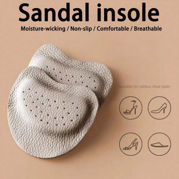 2 Pieces Of Leather Forefoot Pads | Breathable Anti-Slip Insoles For High Heels And Sandals - Comfortable Leather Insoles That Enhance Grip And Cushioning, Perfect For Casual Style And Casual Shoe Accessories | Breathable Insoles | Insoles That Enhance Grip