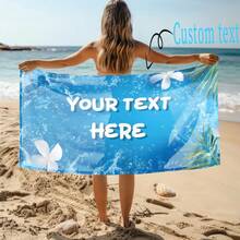 [Ocean Fresh Beach Towel] Made Of Skin-Friendly Towel Fabric, Soft And Comfortable. With A Deep Sea Blue Background, Accented By Crystal-Clear Water Droplets And Tropical Palm Leaf Prints, Offering A Refreshing Visual Experience. Supports Multiple Size Options And Customized Text, Quick-Drying And Suitable For Beach Swimming, Sunbathing, Etc. Foldable And Portable, Making It A Fashionable And Practical Companion For Your Summer Beach Vacation! - Multicolor - View 1