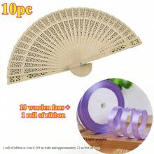 1-30pcs Elegant Folding Wooden Fans, Bohemian Style Hand Fans, Hollow Carved, Portable Lightweight Wooden Fans, Suitable As Photography Props, Graduation Gifts For Women, Home Decor, Use In Summer, Beach Or Travel To Enjoy Cool Breeze, Personalized Carved Wooden Wedding Fans