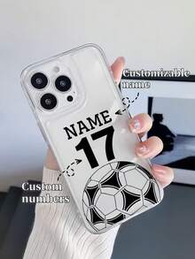 1 pieza Funda de teléfono personalizable con nombre, Funda protectora de teléfono transparente con impresión UV personalizada con nombre, apta para Apple 17/17 Pro/17 Pro Max/17 Air, 16-11/Pro/Pro Max/Plus, S20-S26/Ultra/FE/Plus/Ultra, Teléfonos - Regalo de personalización de nombre, Regalo para mejor amigo, Regalo del Día de San Valentín, Copa Mundial, Eventos de fútbol - transparente - Ver 4