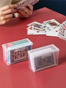 1pc Transparent Plastic Playing Card Storage Box, Card Container, Jewelry And Small Item Organizer Box, Suitable For Poker, Bridge, Standard Cards - Random Color