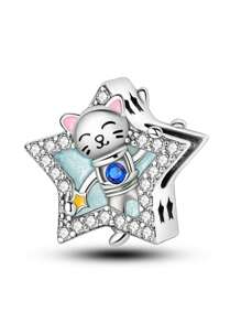 Silberplattiert Dekor Mond Sonne Stern Hufeisen Katze Stern Serie Anhänger Anhänger Kugel geeignet für Armbänder DIY Damen Schmuck