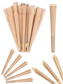 50 piezas de papel para cigarrillos en conos preformados, conos preformados de color natural de madera que se queman lentamente con filtro, adecuados para bodas, fiestas, regalos familiares, Día del Padre, celebraciones festivas, reuniones