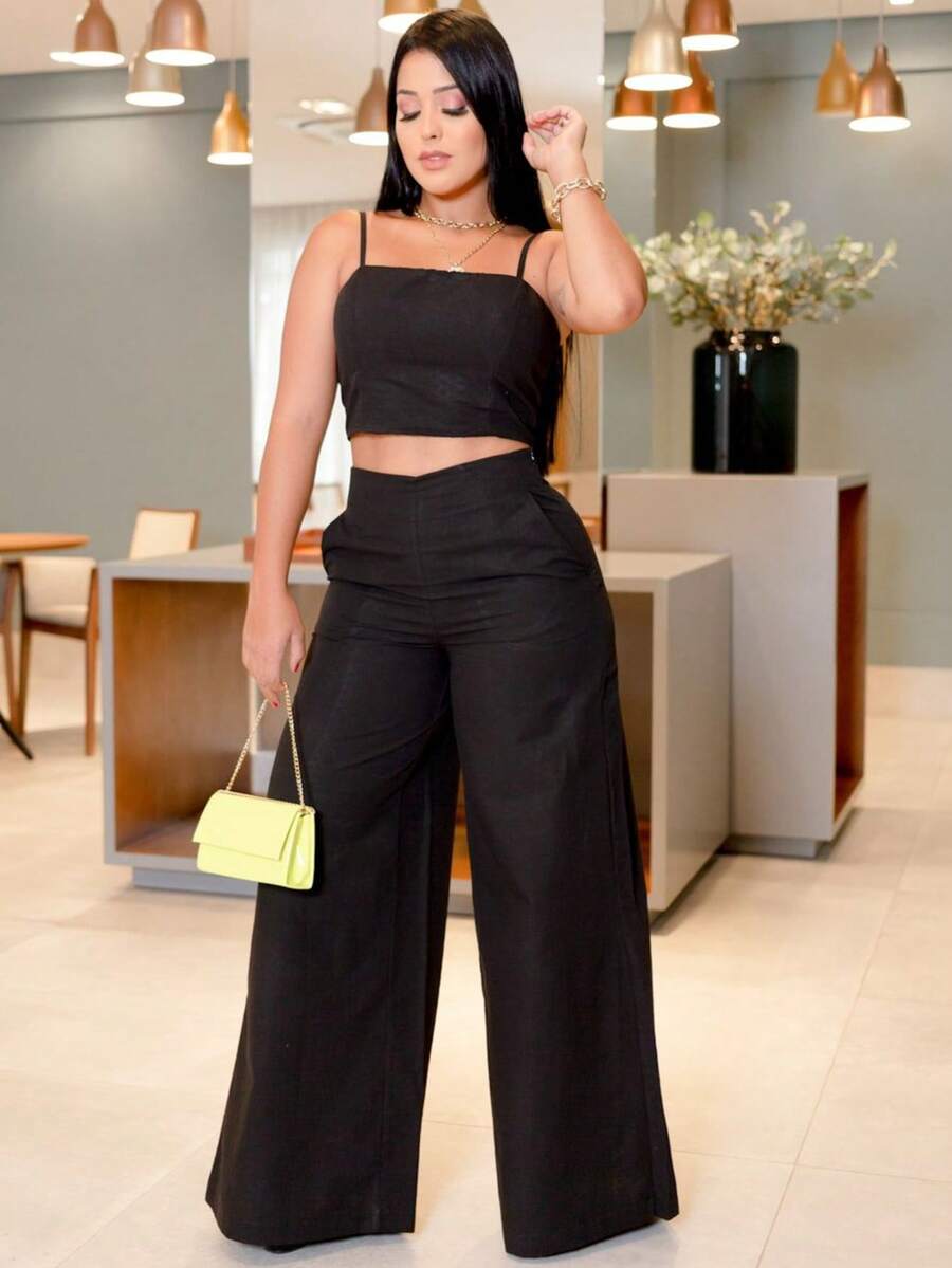 Simple Casual Elegant Pocket Set Women Birthday Party Spring Set - Negro - Ver 1