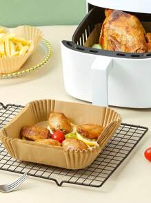 100/200pcs Air Fryer Paper Liners, 6.5 Inch, Oil-Proof, Waterproof, Baking Paper, Suitable For Air Fryer, Baking, Microwave