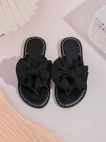Chinelos Planos para Meninas Crianças/Infantil com Laço e Bloco de Cores, Sapatos de Princesa de Verão Antiderrapantes