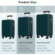 Suitcase Large 28 Inch Expandable Hard Shell Lightweight Polycarbonate Travel Luggage Durable High Capacity With Wheels TSA Lock, Dark Green - Green - View 9