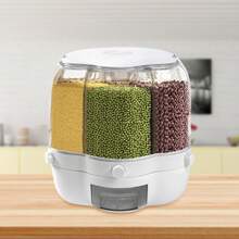 Contenitore ermetico per cereali con 6 vassoi, girevole a 360°, distributore di cibo per cereali, capacità 17,63 l/8 kg, in PP, a prova di perdite e resistente ai parassiti, colore matcha/bianco