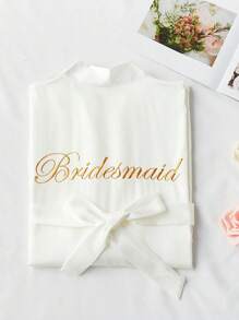 1 szt. Kobiety Panna Młoda Wiosna Lato Ślub Szlafrok, Panna Młoda Ślub Bielizna Nocna Jedwabny Satynowy Szlafrok, Seksowna Odzież Wypoczynkowa Powrót Do Szkoły