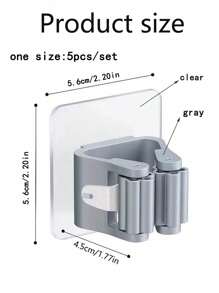 1/4 piezas Soporte para trapeador sin taladrar, Gancho para trapeador de baño, Ganchos adhesivos multiusos para colgar escobas