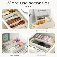 10 Multi-Functional Rectangular Storage Boxes, White Plastic Storage Baskets With Handles, Suitable For Home Kitchen Cabinets, Bathrooms And Food Storage Rooms. Durable And Wear-Resistant, It Is A Storage Rack Basket For Spices, Snacks And Daily Necessities, A Dormitory Storage Basket For The Back-To-School Season, And A Desktop Miscellaneous Storage Box,For Back To School - Multicolor - View 11