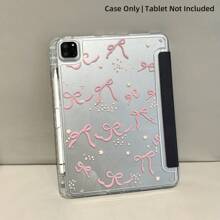 Schöne rosa Schleife beidseitig bemalte transparente kristallene Anti-Drop Schutzhülle, geeignet für iPad (A16) 11. Generation, 10. Generation 10,9, iPad 10,2 Zoll, 7/8/9, iPad Pro 11 Zoll, 2. Generation, 3. Generation, 4. Generation iPad Mini 7/6, intelligente Schlaf-/Aufwach-Funktion mit Stiftfach, Schutzhülle für Xiami Redmi Pad SE 11 Zoll 2023