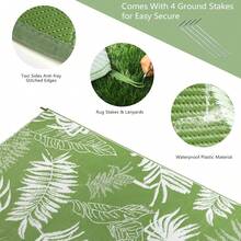 Falflor 240x300cm Large Outdoor Rugs For Patios Waterproof Reversible  Indoor Outdoor Carpet UV Resistant Garden Rug Lightweight Picnic Blanket For Camping Deck RV Backyard(Black With Tan) - Grass Green - View 5