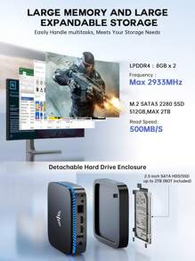ACEMAGICIAN AK1PRO Mini PC N5105 2.9GHz 16GB RAM 512GB SSD M.2 Micro Desktop Computer, 4K UHD, Gigabit Ethernet, HDTV X 2 for Business, Home Cinema, W11 Pro