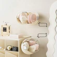 Boîte de rangement pour cosmétiques, accrocher au mur pour la maison, sans perforation, étanche et anti-poussière. Boîte de rangement multifonctionnelle pour houppettes et éponges de beauté