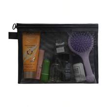 1/3 Stücke graue und schwarze Reisetasche für Kosmetik, aus Nylonmaterial gefertigt, geeignet zum Aufbewahren von Lippenstift, Puder, Lipgloss, Lotion, Handcreme und anderen Damen-Kosmetikartikeln. Zusätzlich können darin auch Alltagsgegenstände wie Masken, Stifte und Radiergummis aufbewahrt werden.
