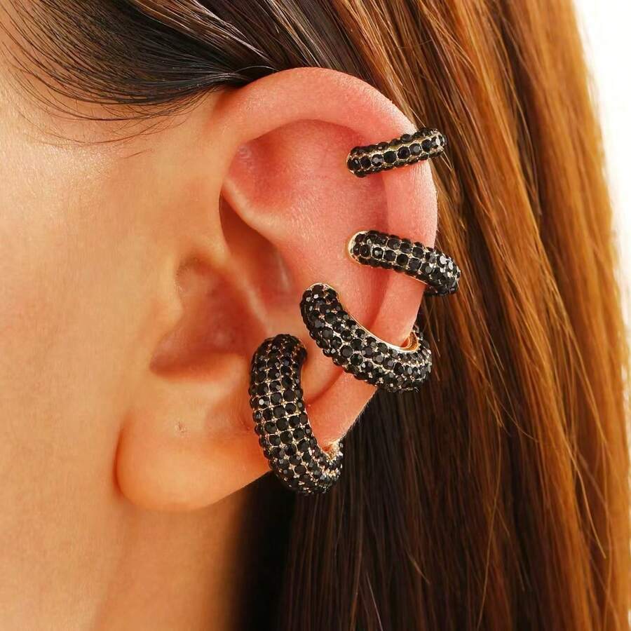 6 chiếc khuyên tai 6 màu tinh tế / 4 chiếc khuyên tai nhiều kích cỡ, phù hợp cho phụ nữ thanh lịch và sành điệu (Có thể điều chỉnh độ mở) - Nhiều màu - Xem 1