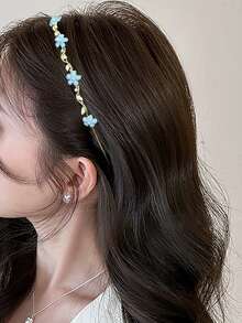 1 件复古花朵优雅发带，森系风格超级仙女发夹细发箍发饰女士头带 - 彩色 - 查看 3