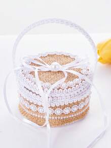 1pc Wedding Flower Girl Ring Box, Creative Woven Rope Ring Basket, Bridal Shower Gift, Wedding Decor, Fashionable Gift Box