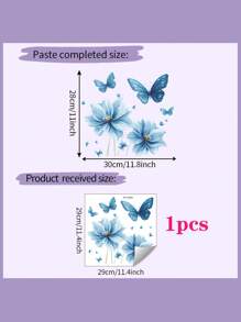 1/2pcs Flower Toilet Stickers Butterfly Toilet Lid Decals, Removable Self-Adhesive Waterproof Bathroom Wall Sticker, Decorative For Bathroom, Bathroom Decor, Wall Art For Home Cistern Restroom Bathroom Decals