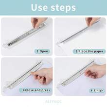 AEFFNOC Perforadora de 3 agujeros, perforadora portátil de 3 agujeros para carpeta, perforadoras de tres agujeros con regla de 10 pulgadas, perforadora de 3 anillos, capacidad de 5 hojas, para escuela y oficina (blanco) - Blanco - Ver 7