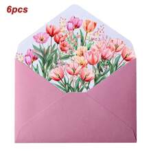 Set da 6 pezzi di buste e carta da lettere a tema floreale romantico, con buste ed carta con eleganti motivi floreali, adatti per lettere d'amore, note, matrimoni, inviti, delicata carta da lettere e buste floreali, buste per cartoline, forniture scolastiche, back to school