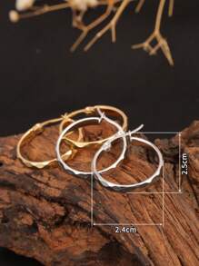 1 Pair Stainless Steel 18K Gold-Plated Diamond-Cut Round Hoop Earrings, Fashion Versatile Elegant Accessories For Women, Suitable For Daily Wear, Great Gift For Girlfriend,Holiday