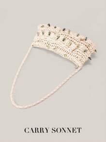 Bolso de hombro de paja para mujer, bolso de playa tejido de paja, pequeño clutch de paja, bolso, billetera y monedero, dulce y elegante, liviano y con estilo, una opción versátil para salidas diarias. Bolsos y carteras para mujer, verano, regalos de maestros, artículos esenciales para vacaciones, artículos esenciales de viaje