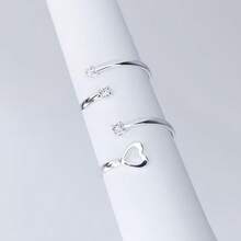 Kit With Two Heart And Zirconia Phalanx Rings And Two Zirconias Silver Plated - Bạc - Xem 1